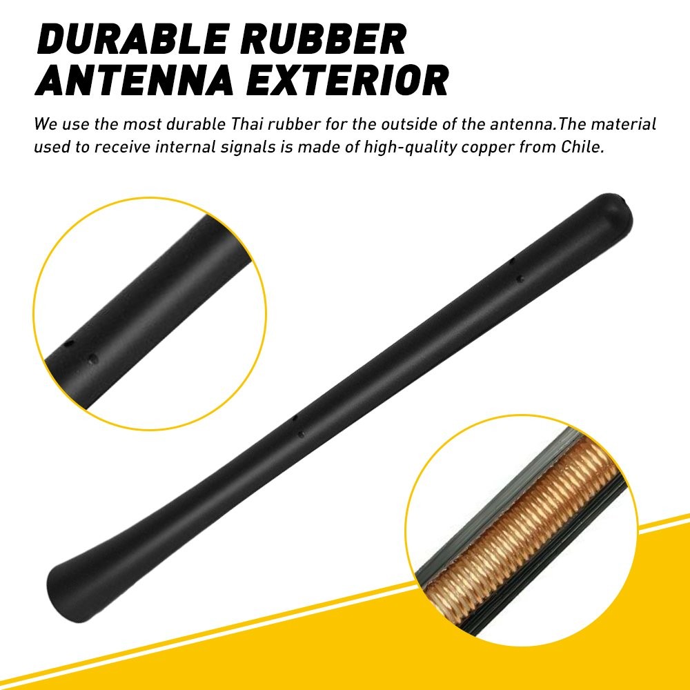7″ Short Rubber Antenna Mast Radio AM/FM Black Rubber+copper universal durable