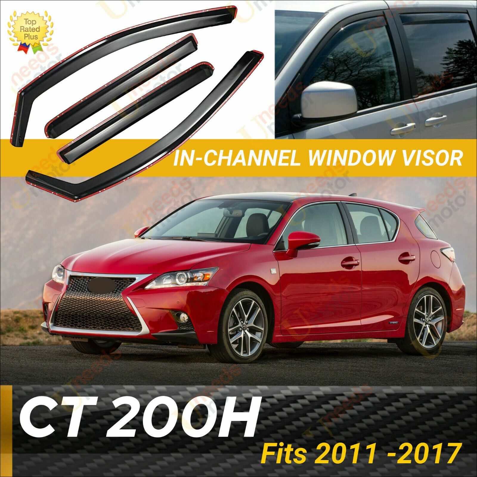 Fits Lexus CT200H 2011-2017 In-Channel Vent Window Visors Rain Guard Deflectors