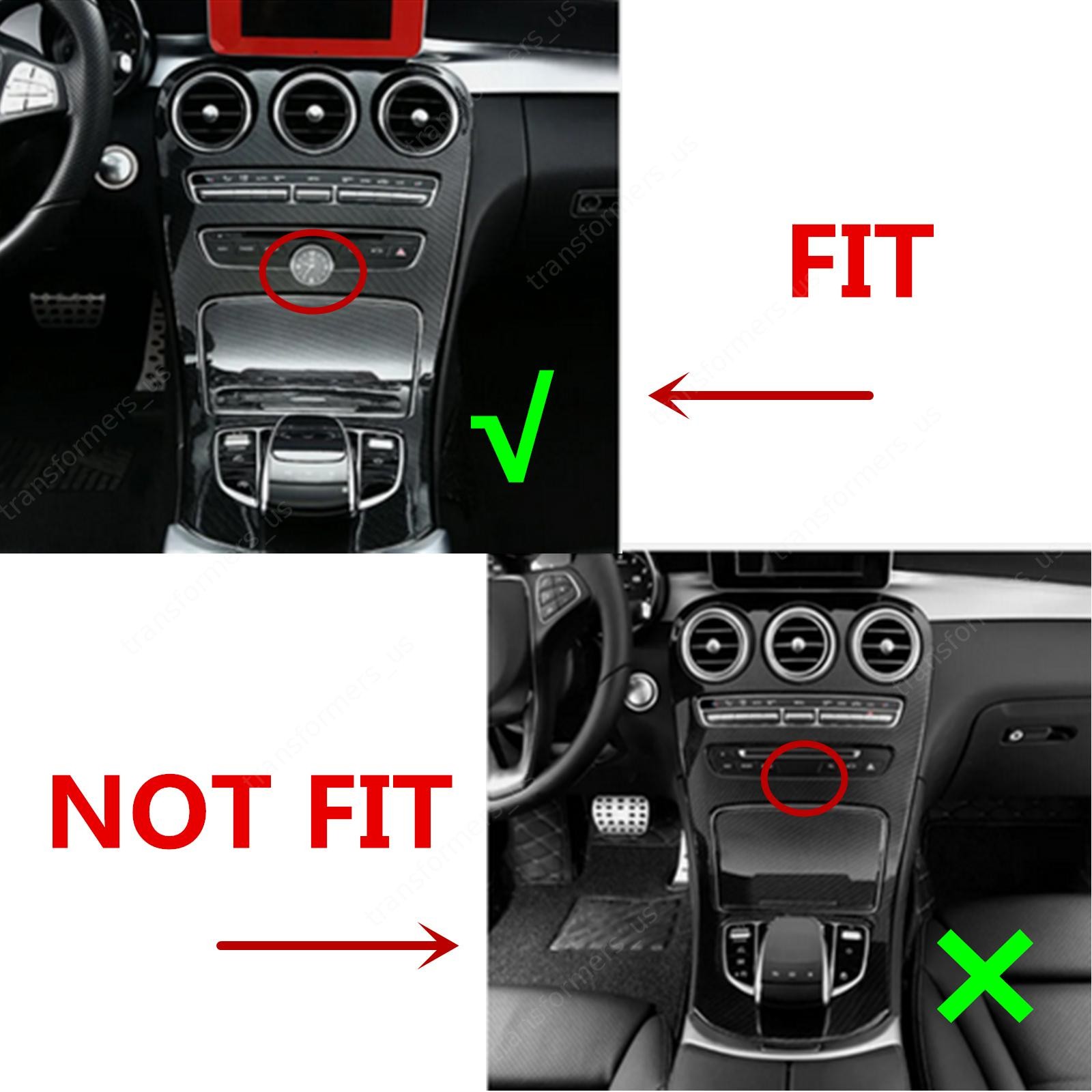 FOR Mercedes C Class W205 Carbon Fiber Style Console Gear Shift Frame Panel Trim
