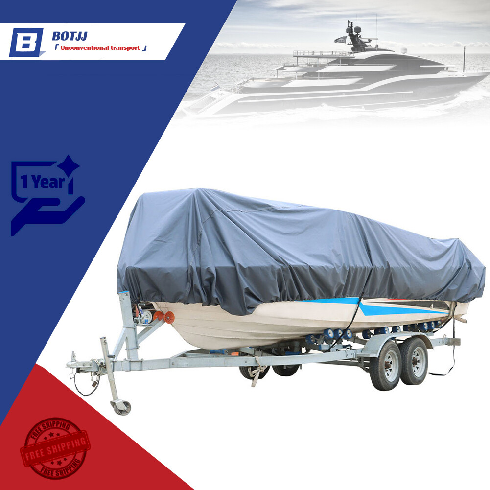 Heavy Duty Boat Cover Trailerable Fishing Ski Bass V-Hull Runabouts Waterproof