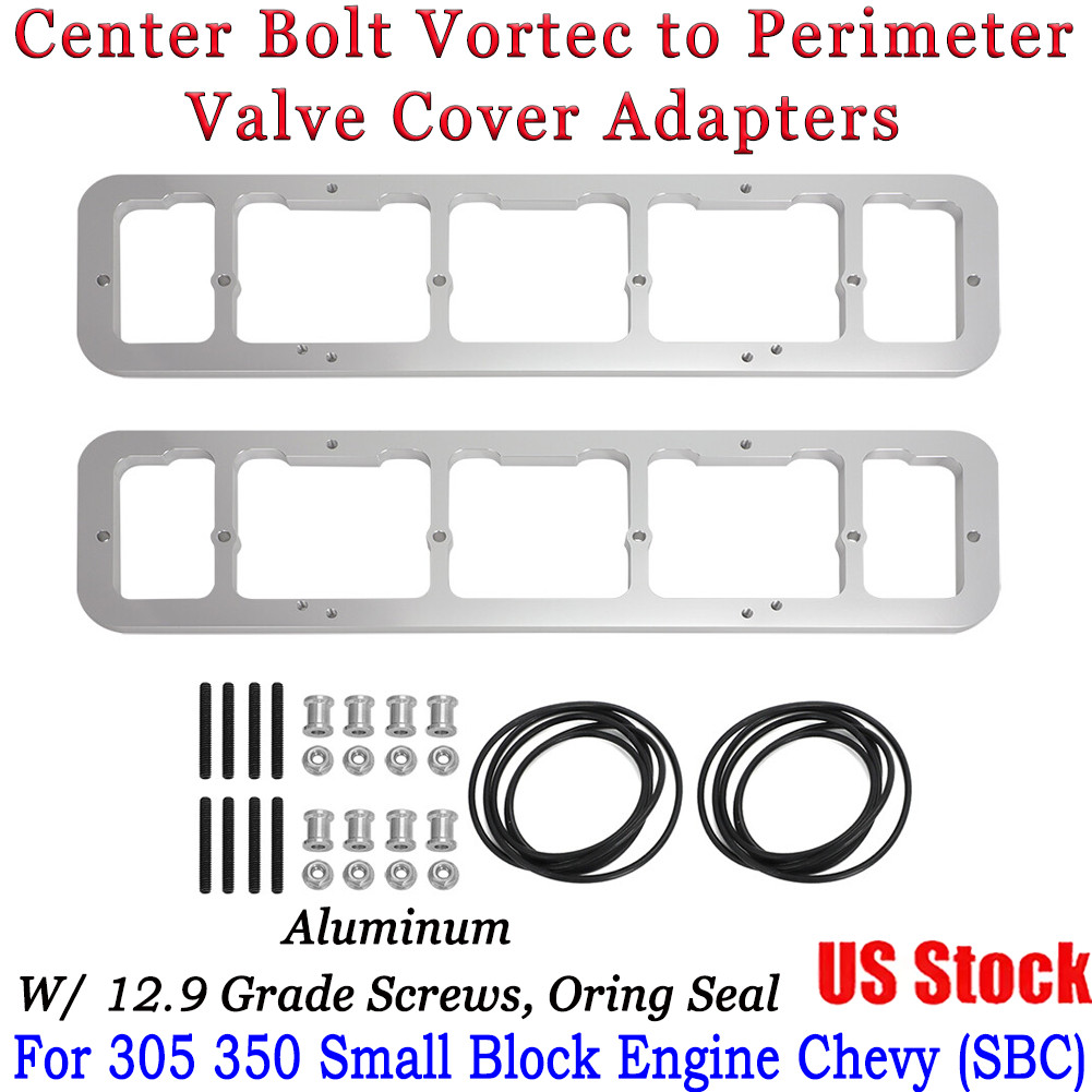 For Chevy 305 350 SBC Center Bolt Vortec to Perimeter Engine Valve Cover Adapter