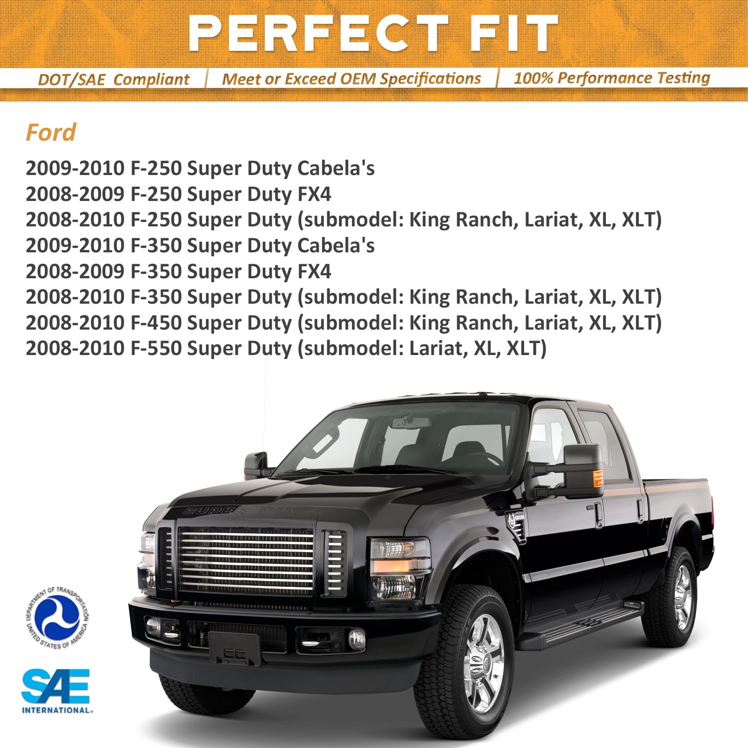 WEELMOTO Headlights For 2008-2010 Ford F250 F350 F450 F550 Super Duty Pair Lamps
