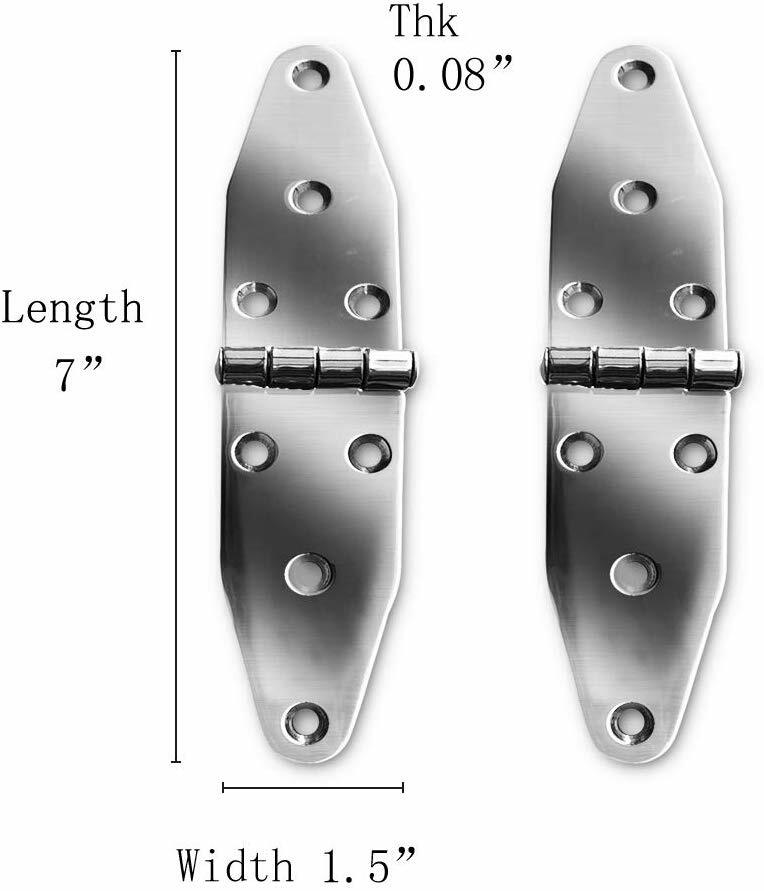 2X Marine Stainless Steel Polished Door Hinges Heavy Duty Hinges 7″ * 1.5″
