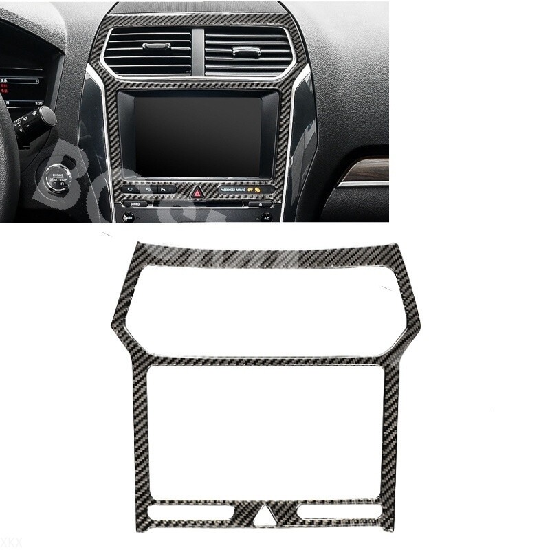 1x Carbon Fiber Stereo Radio GPS Panel Frame Cover For Ford Explorer 2013-2019)