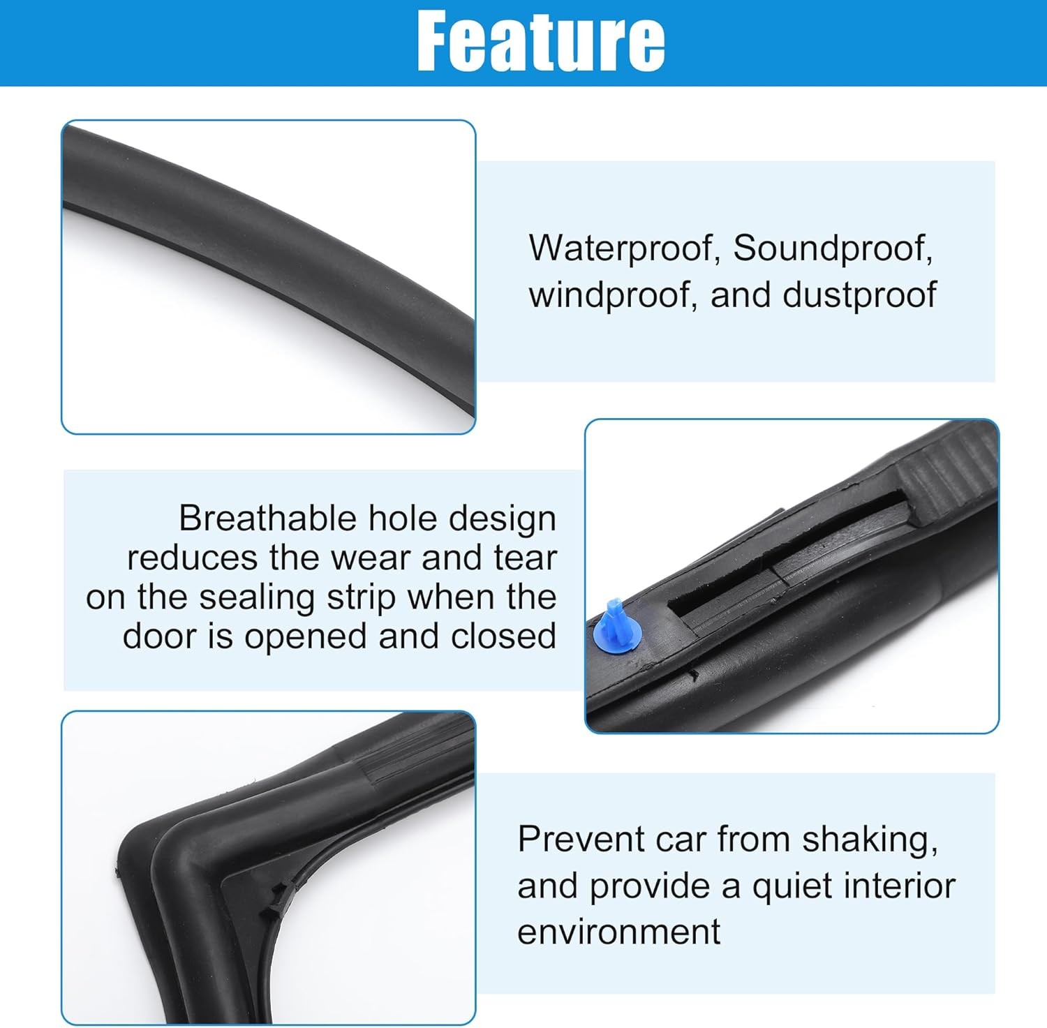 Front Full Door Weatherstrip Seal Left Right Side for 2007-2018 Jeep Wrangler JK
