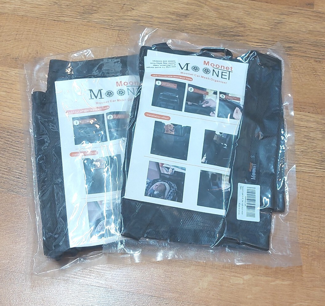 Lot Of 2 Moonet Net 2-Layer Car Mesh Organizer Hook Pouch Holder Small Black NEW