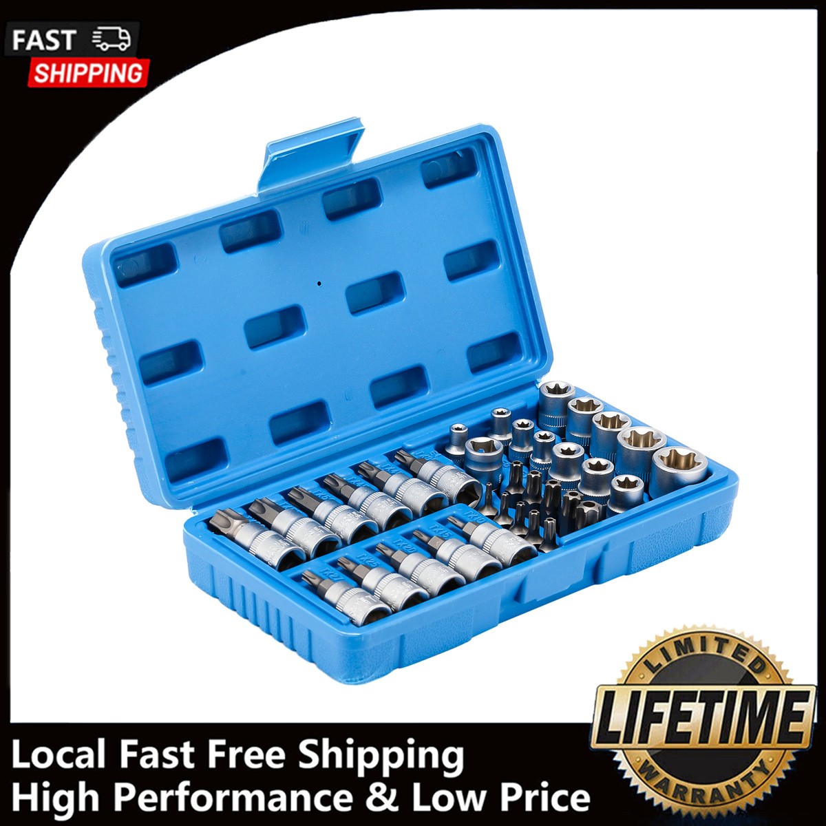 Security Bit Set T10 To T60 E-Series 3/8 Drive Ratchet Compatible Tools 34 Count