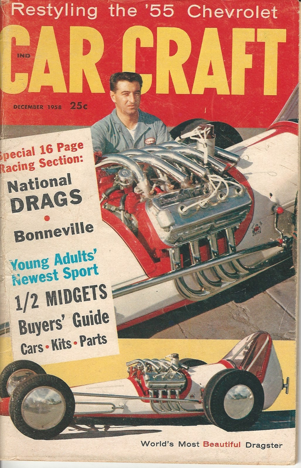 1958 CAR CRAFT mag Dec 1956 Ford 1951 Mercury BONNEVILLE Hemi Dragster SLINGSHOT