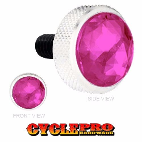 Polished Billet Knurled – Thumb Screw Seat Bolt for 99 – 16 Touring HOT PINK GEM
