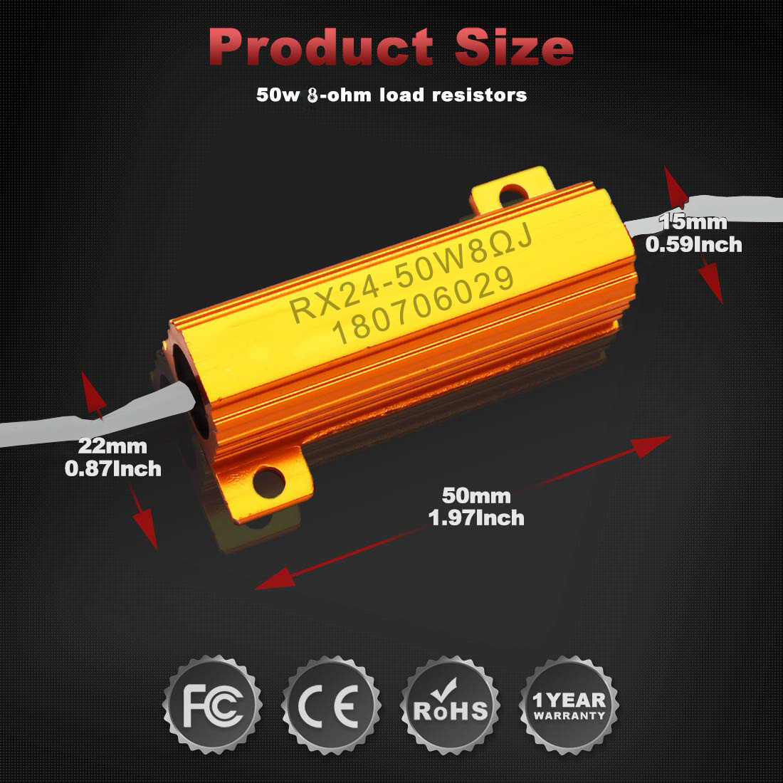 Dos resistencias de carga de 50W 6ohmKit Stop Flicker Error Code y CANBUS Fix 2x