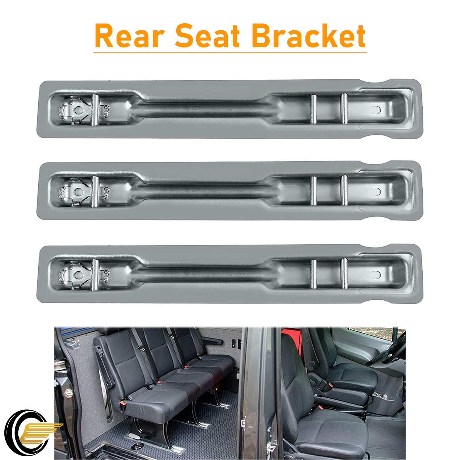 Fits 07-18 Mercedes Benz Sprinter 3x Galvanized Rear Seat Brackets Galvanized