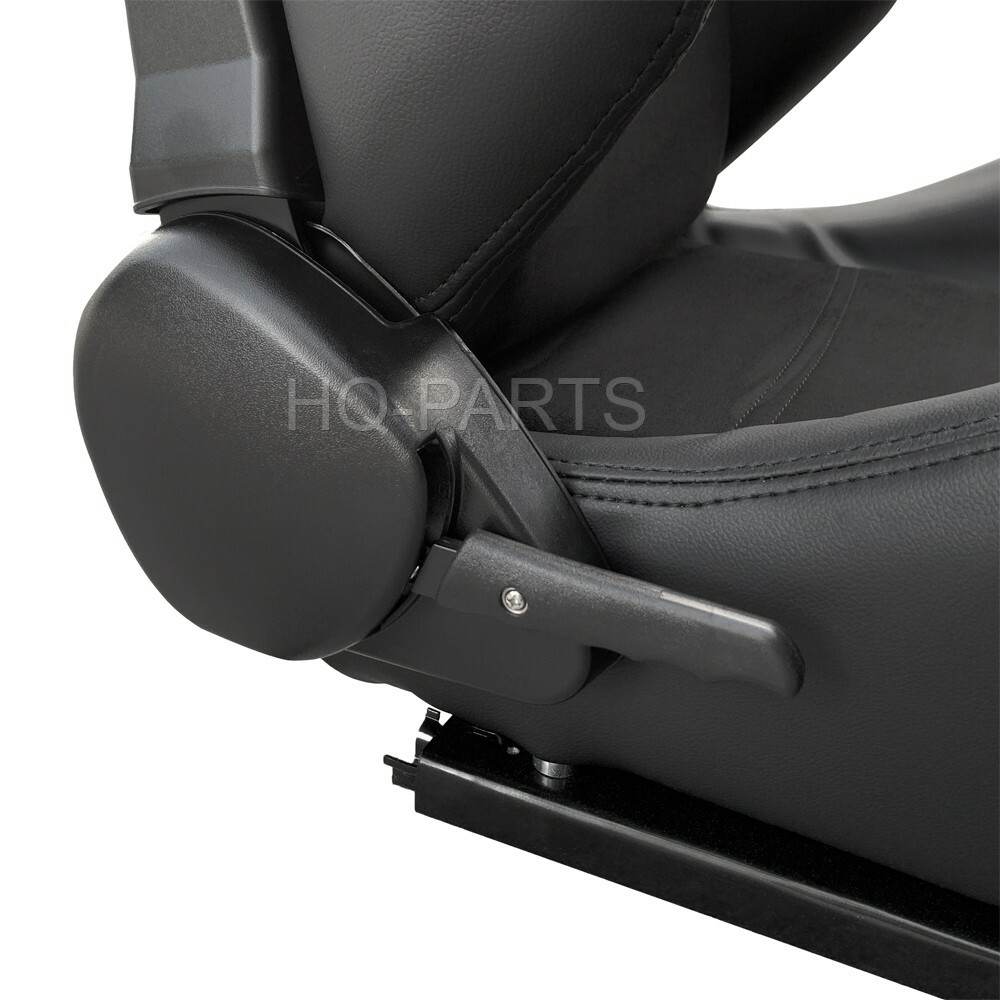 2X TANAKA BLACK PVC LEATHER & BLACK SUEDE RACING SEATS RECLINABLE FITS TOYOTA