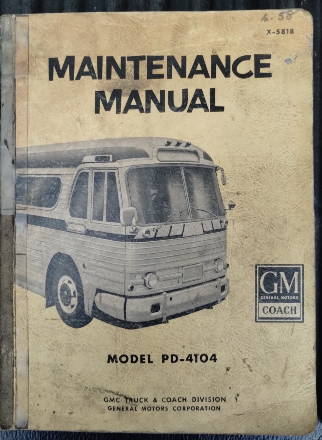1960 GM Motor Coach Maintenance Manual X-5818 Model PD-4104 W/ Wiring Diagrams