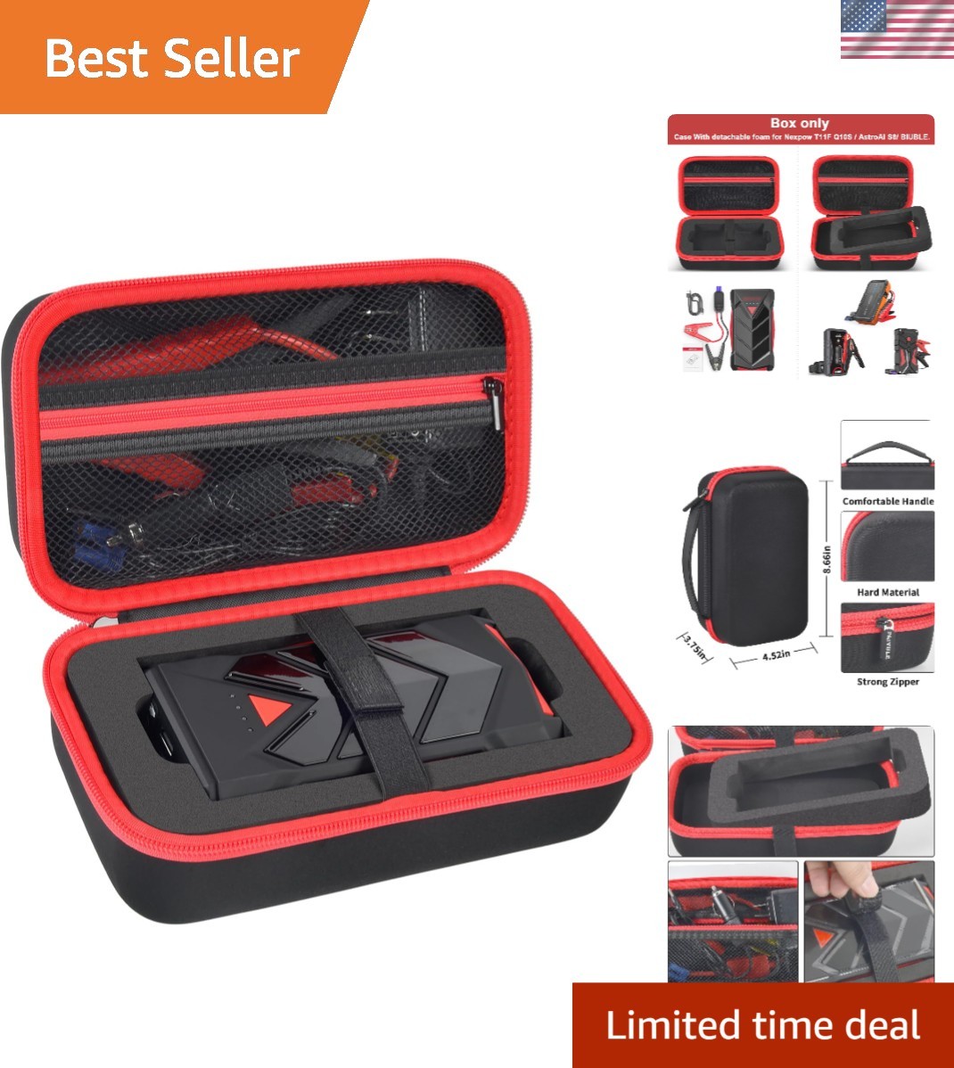 Water-Resistant Portable Jump Starter Carrier with Hand Strap – Ideal for Travel