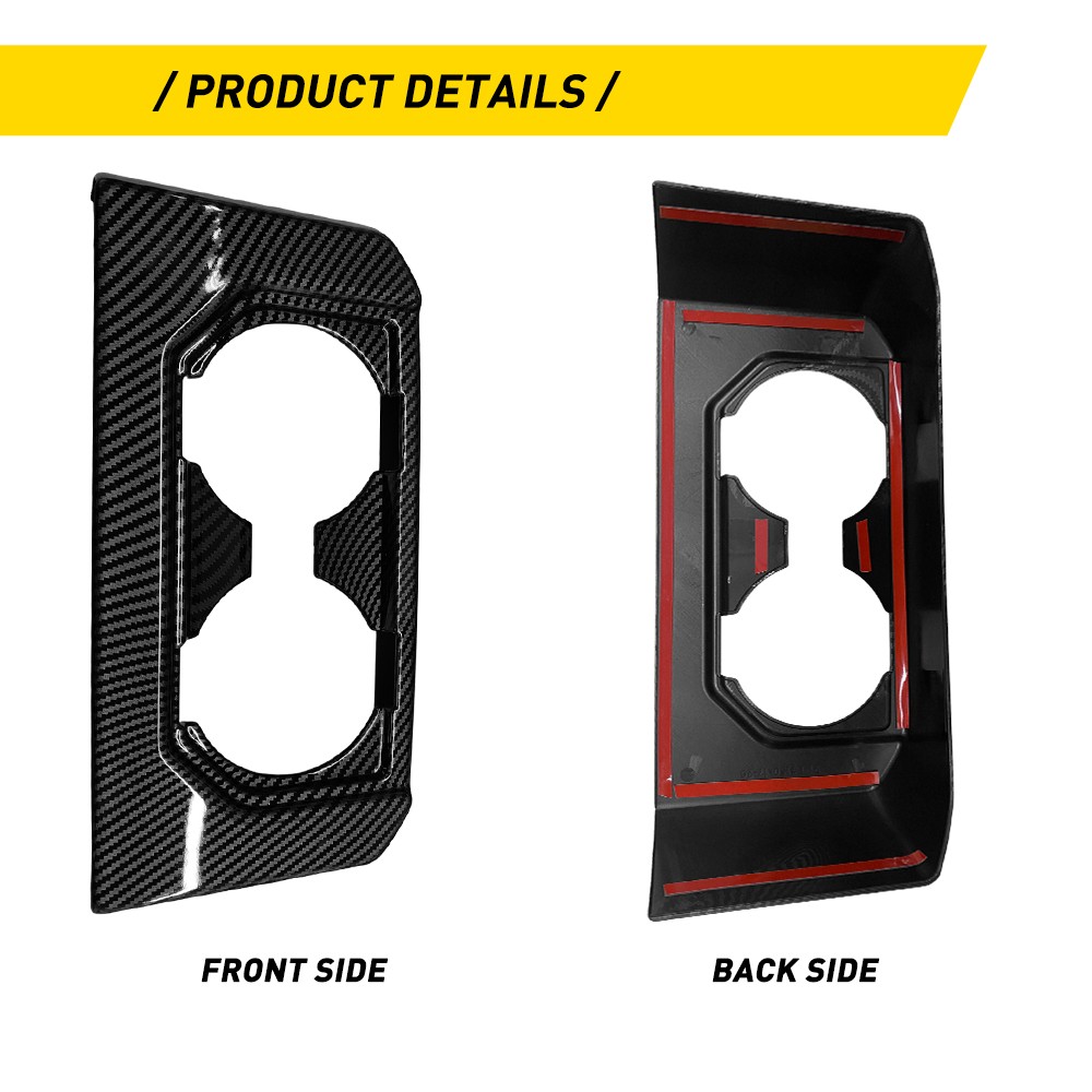 1X Rear Water Cup Holder Panel Frame Cover Fit Ford F-150 2015-2020 Carbon Fiber