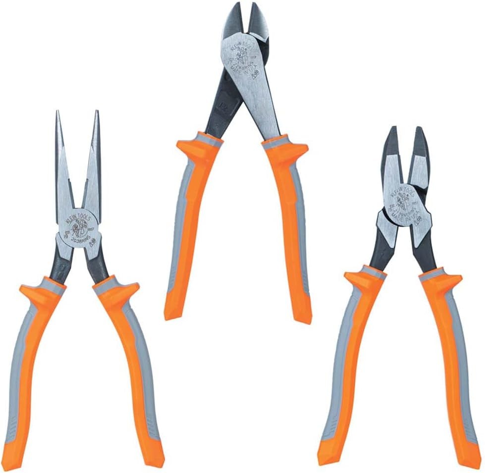 Klein Tools 9420R 1000V Insulated Plier Set with Long-Nose, 3-Piece, Orange