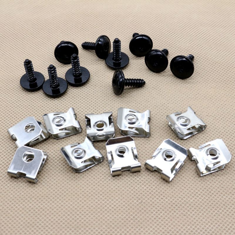 10 Sets Fender Liner U Nut Clips and Torx Mounting Screw For VW & Audi For Ford