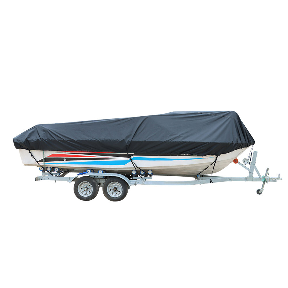 LABLT Boat Cover V-Hull Runabouts Black Yacht Cover 420D Waterproof 11-13ft