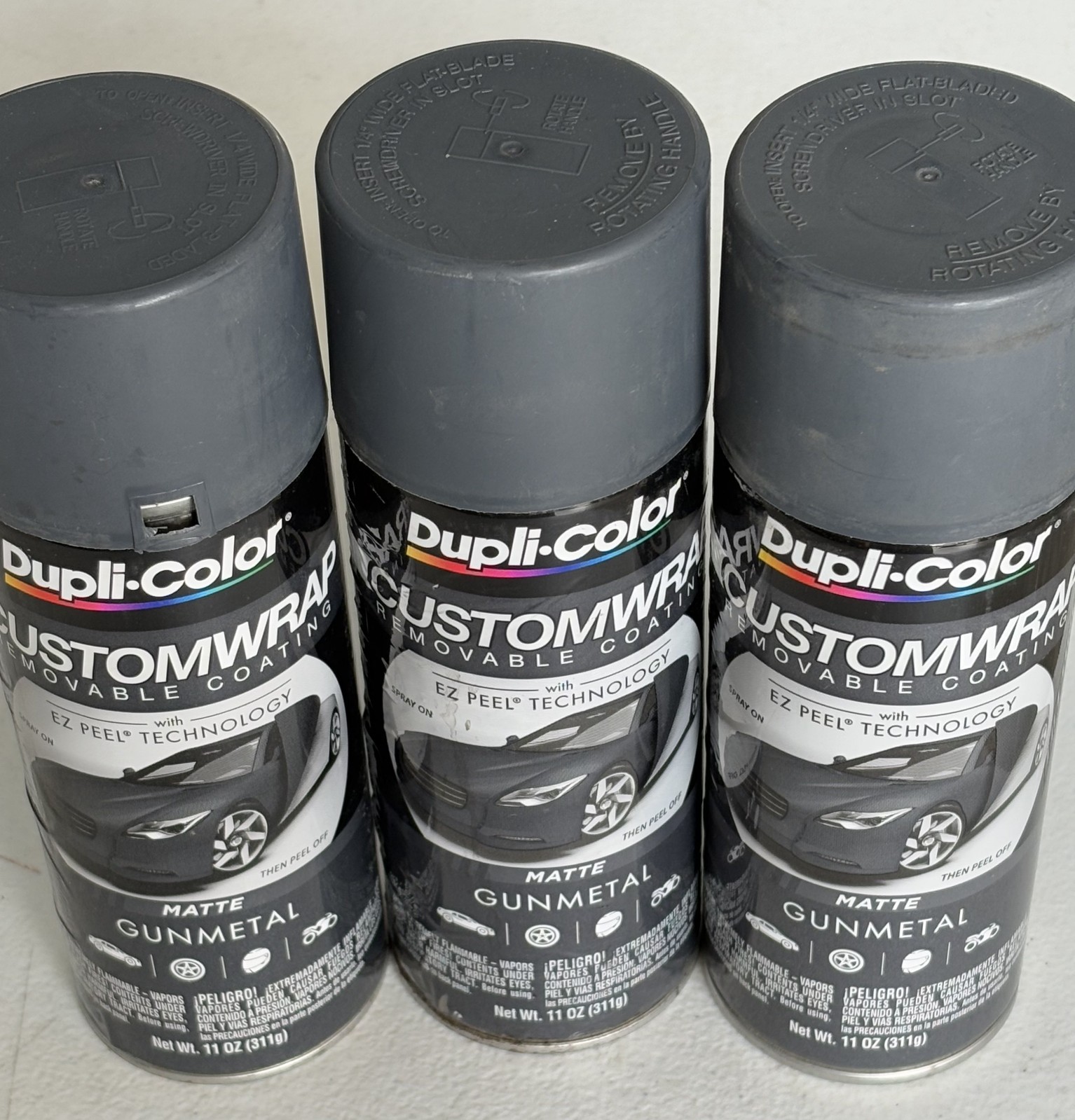 3 DUPLI-COLOR CWRC814 CUSTOM WRAP MATTE GUNMETAL REMOVABLE COATING EZ PEEL PAINT