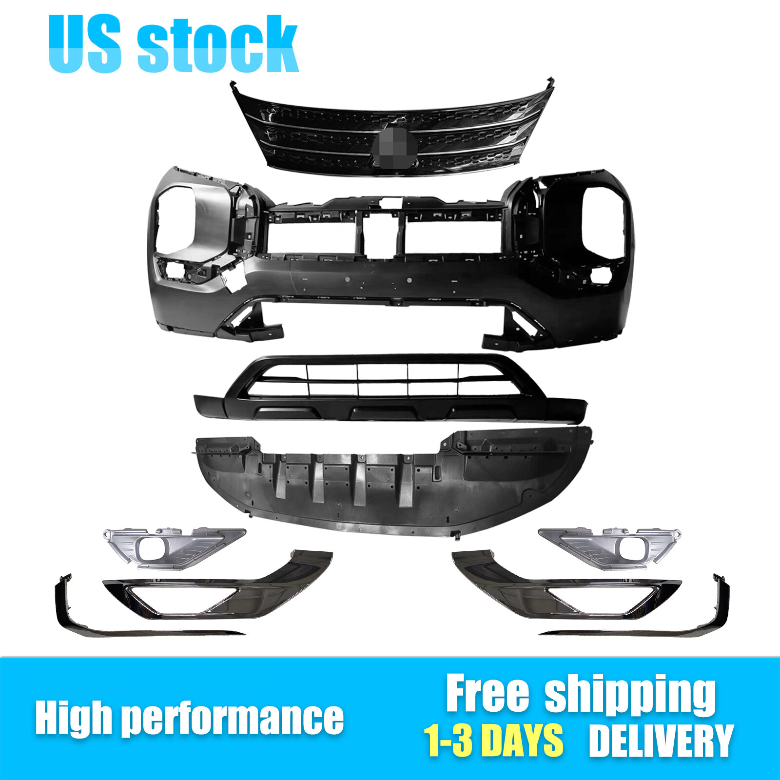 Front Bumper Cover Kit For 2022 2023 2024 Mitsubishi Outlander Only