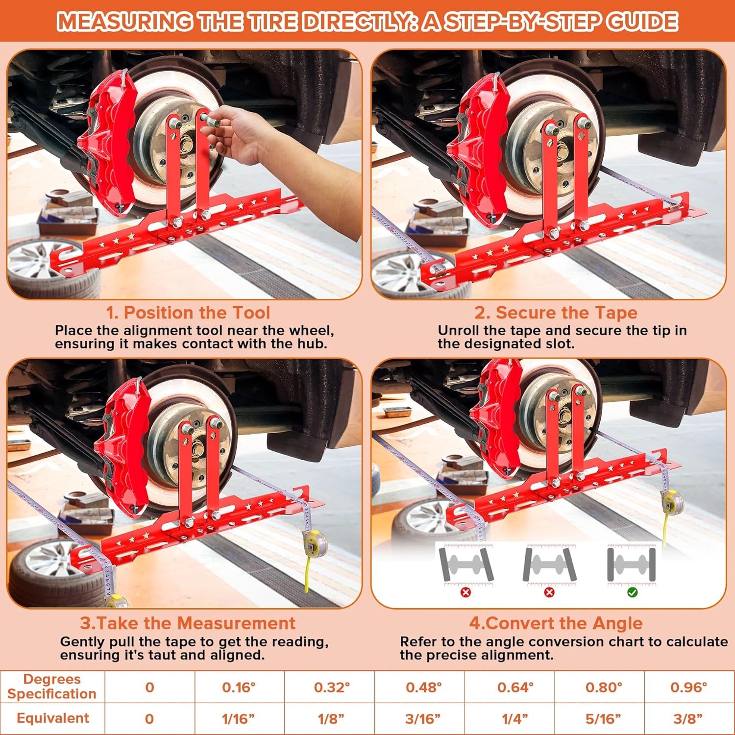 Wheel Toe Alignment Tool Plate Automotive Wheel Alignment Camber Tool – Red