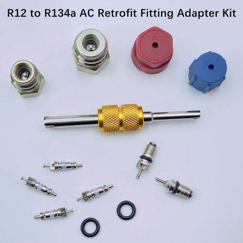 R12 to R134A AC Retrofit Fitting Adapter Kit, R12 R22 to R134A High/Low Fitting