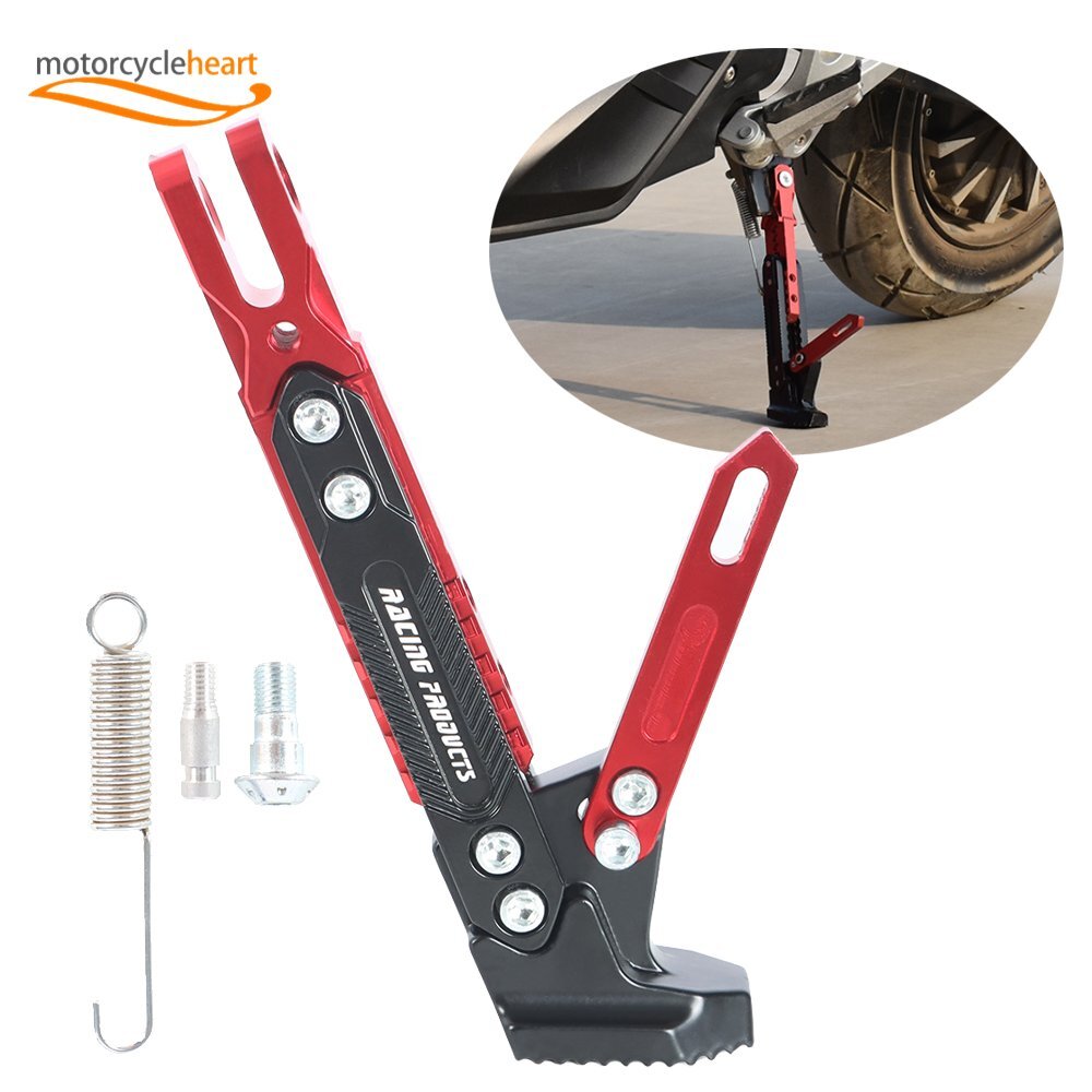 Red Adjustable CNC Aluminum Alloy Kickstand Motorcycle Foot Side Support Stand