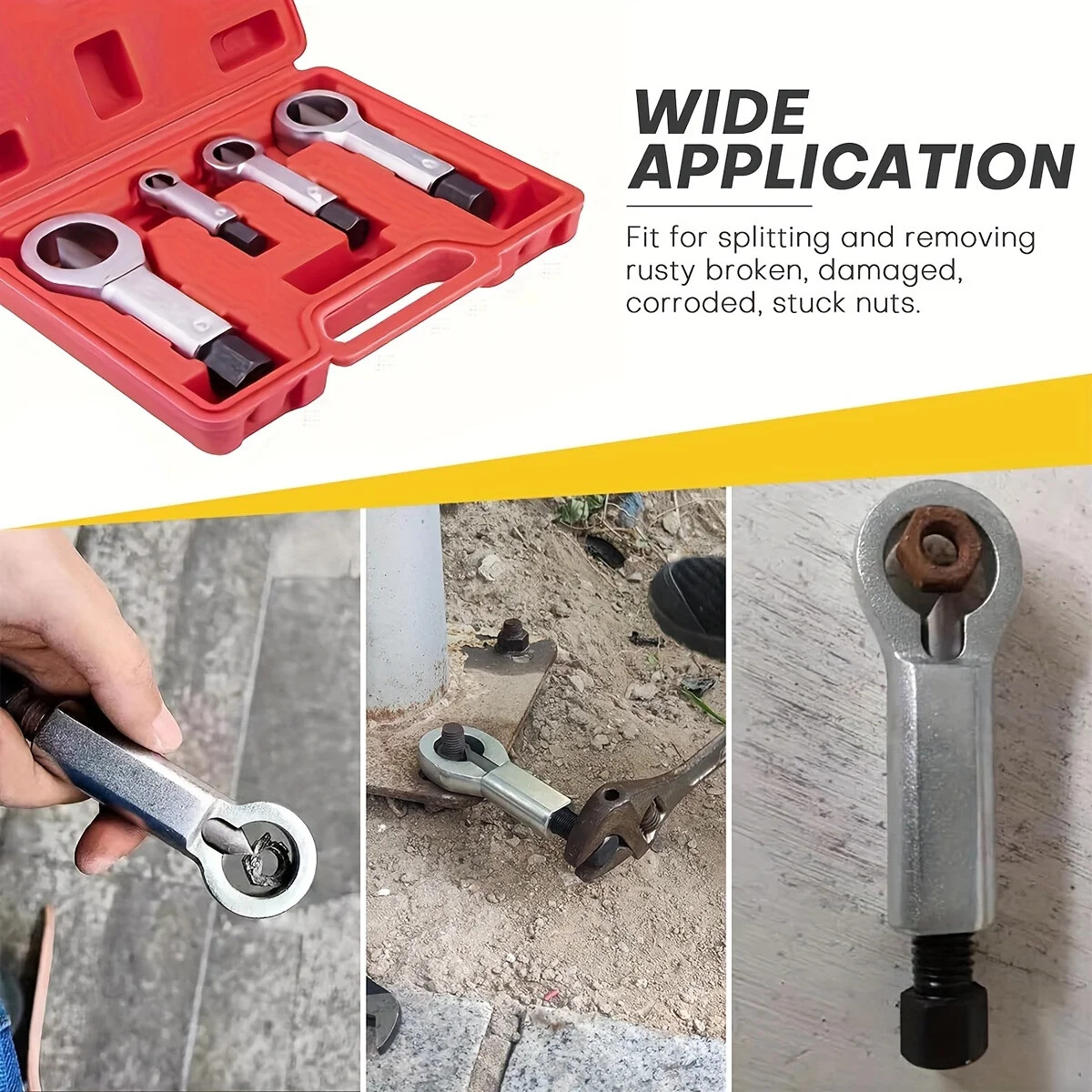 4pcs Metal Nut Splitter Tool Heavy Duty, Rusty Nut Separator for Removing