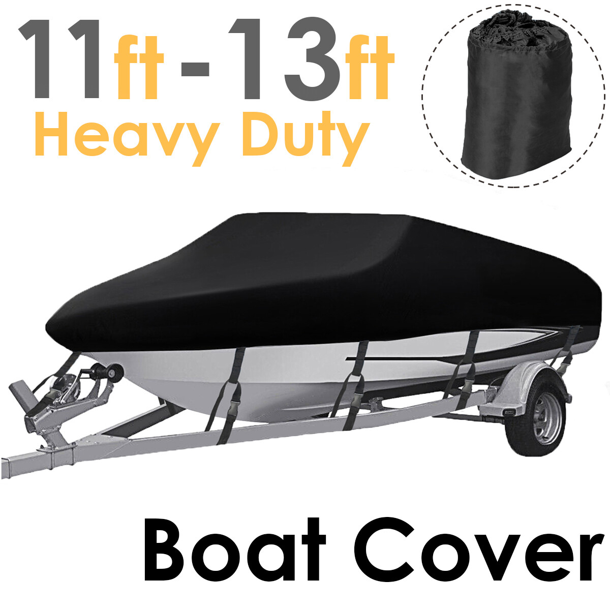 NEVERLAND 11-13FT Trailerable Boat Cover Waterproof Heavy Duty V-Hull Runabout