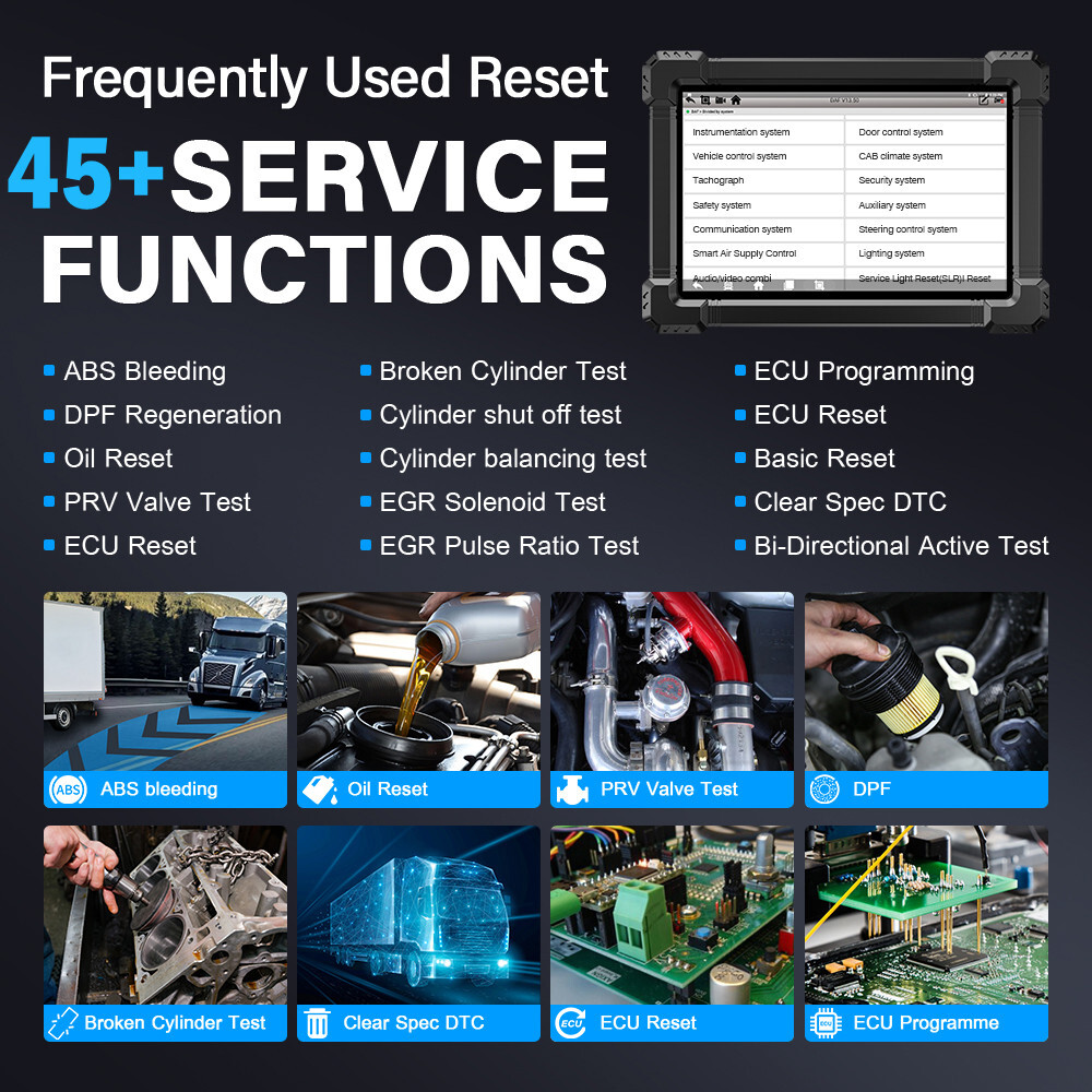 Full System Truck Scanner DPF Regen Tool OBD2 Code Reader 40+ Special Functions