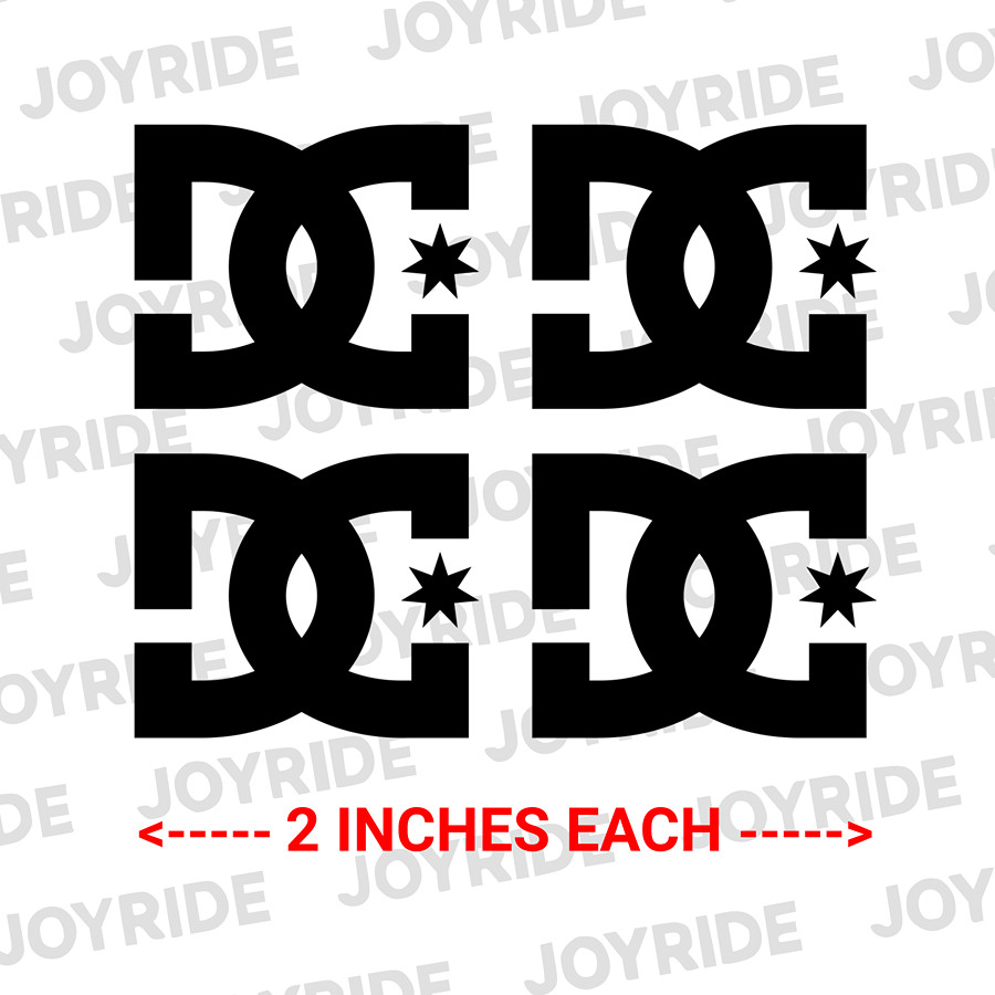 DC SHOES Logo Vinyl Decal Laptop Car Window set of 4 small Stickers Gloss Black