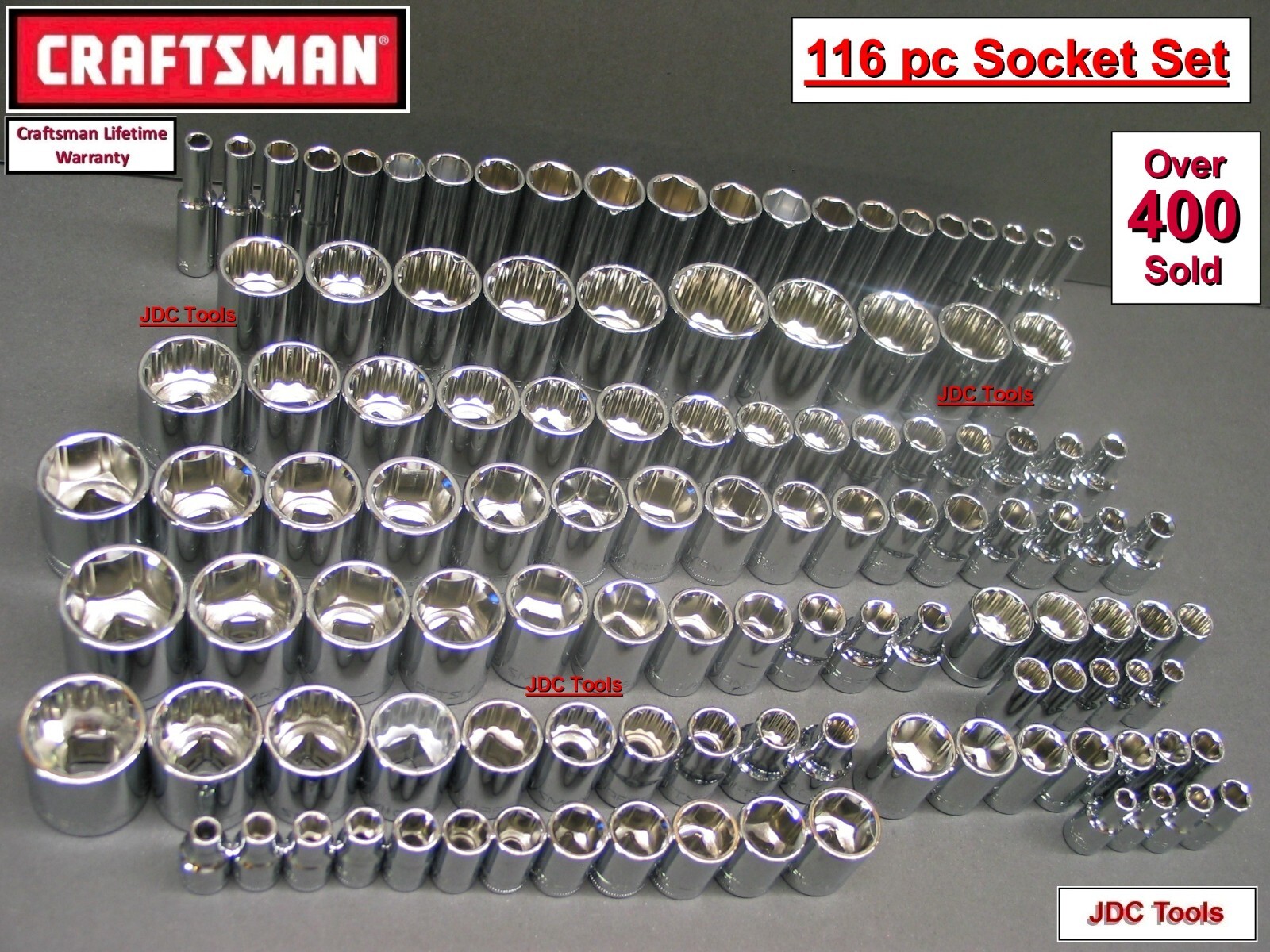 CRAFTSMAN 116pc 1/4 3/8 1/2 Dr SAE METRIC MM SOCKET TOOL SET 117 118 122