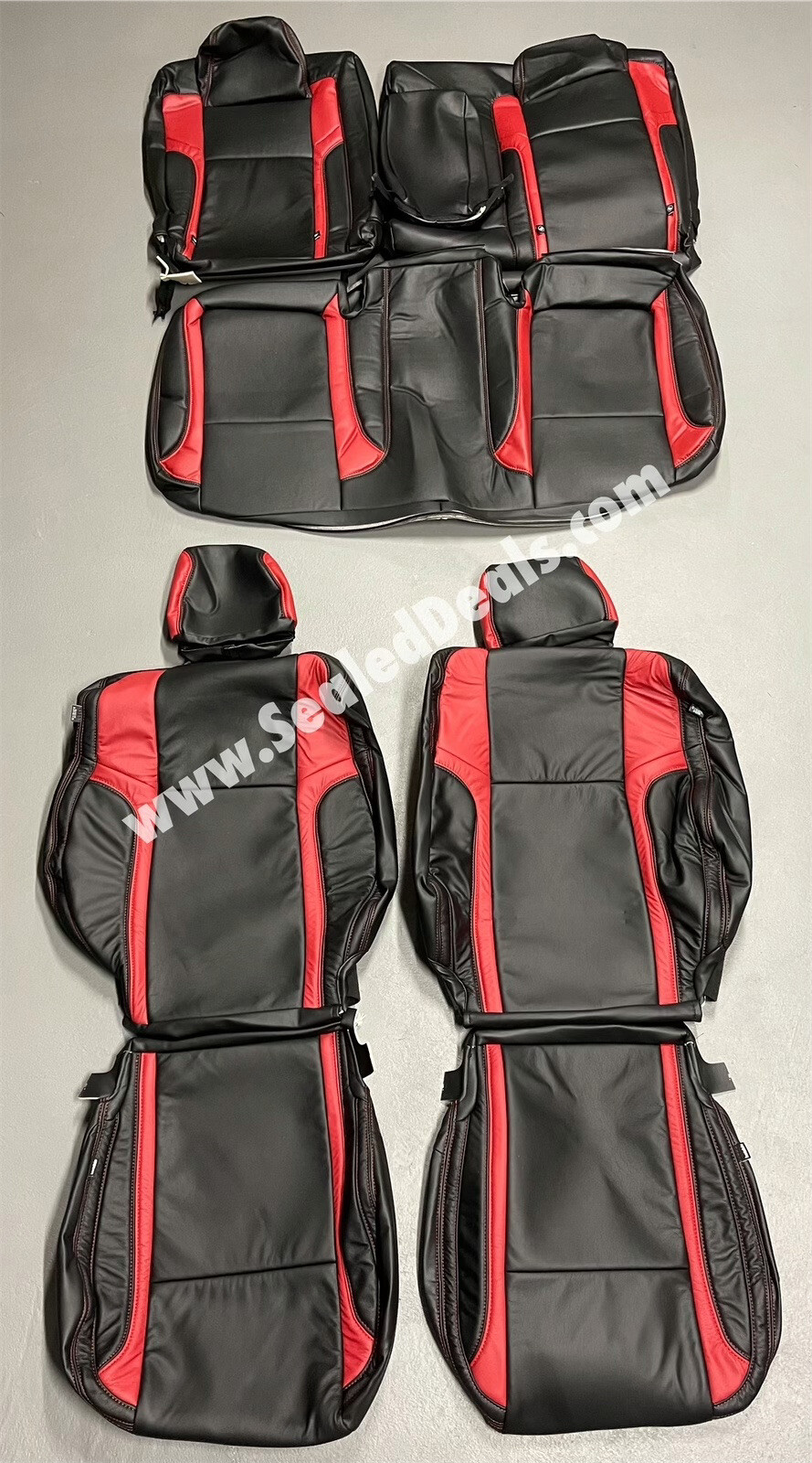 2015 -> 2021 Dodge Challenger Custom Katzkin Leather Seat Covers Black & Red