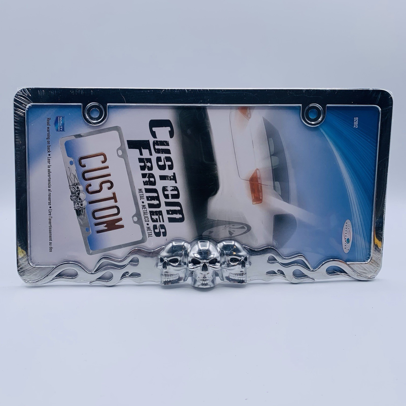 Skull & Flames Custom Design Metal License Plate/ Tag Frame / Holder