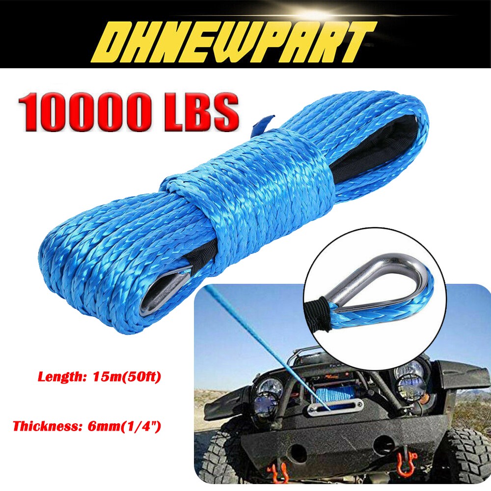 1/4″x50′ 10000LBS Synthetic Winch Rope Line Recovery Cable 4WD ATV UTV Sheath DP