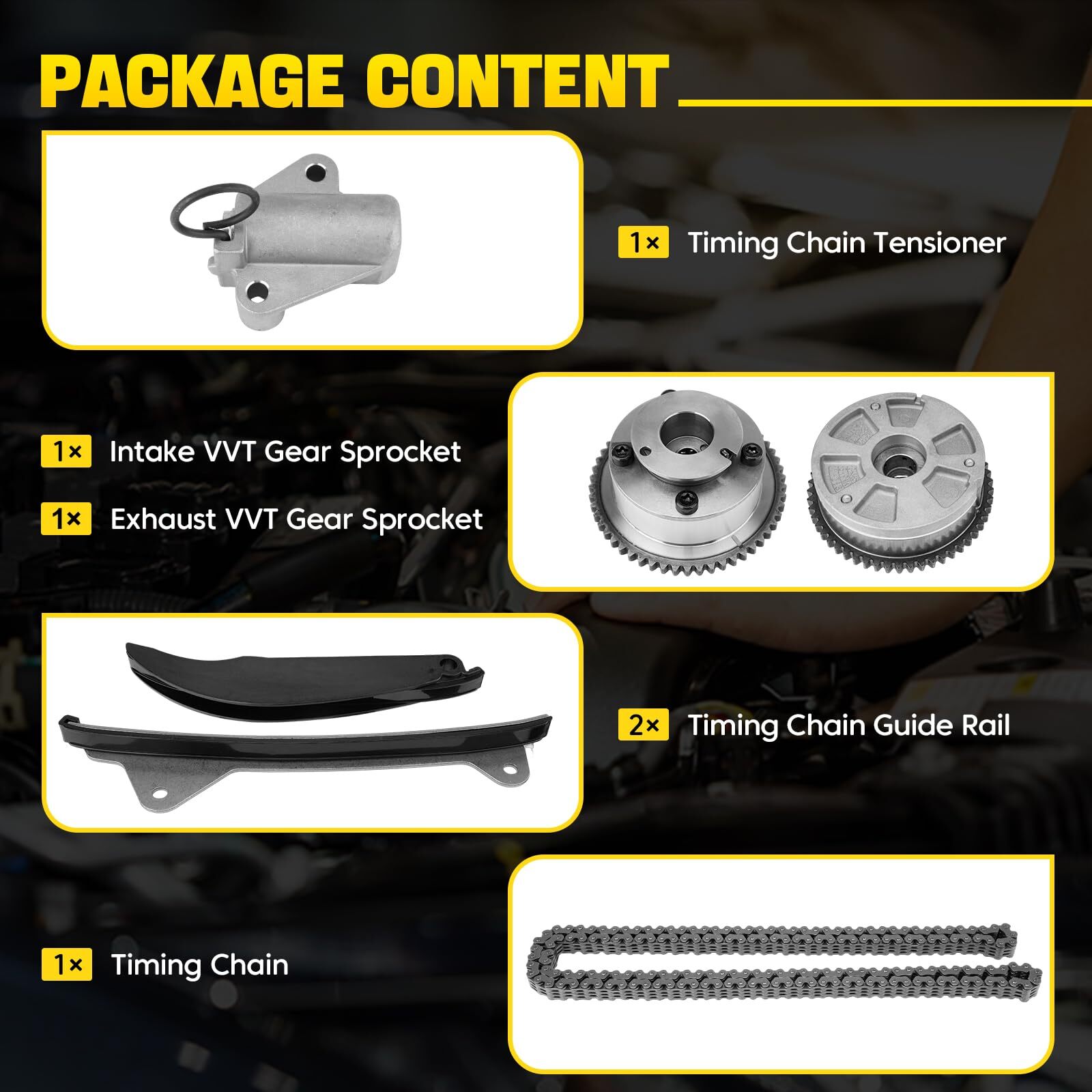 Timing Chain Kit w/ VVT Camshaft Gear for Hyundai Elantra Kona 2.0L 2017-2021