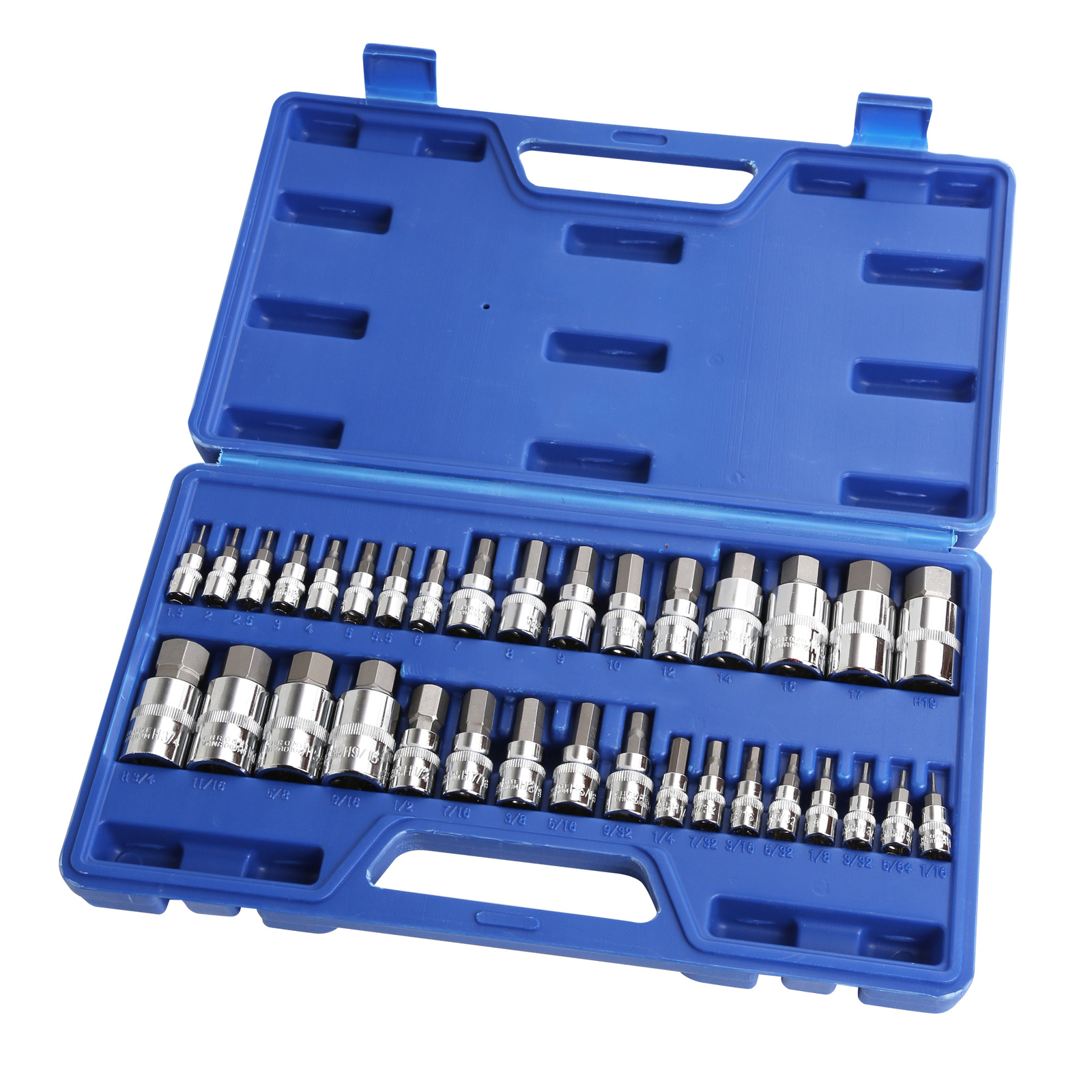 SAE & Metric Socket Set Standard Allen 1/4″ 3/8″ 1/2″ | Master Hex Bit Set 34pc