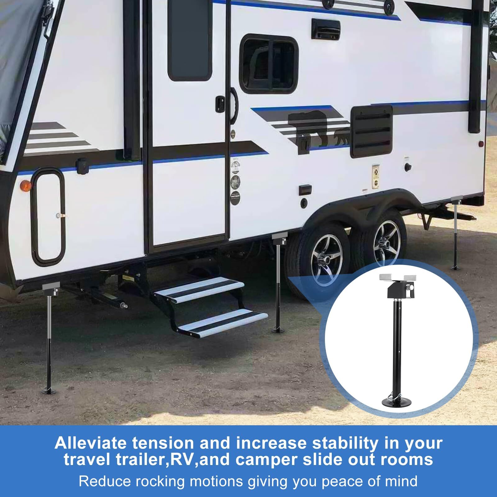 4 Pack RV Slide Out Stabilizer Jacks 5000lbs Adjustable Camper Support 21″ – 34″