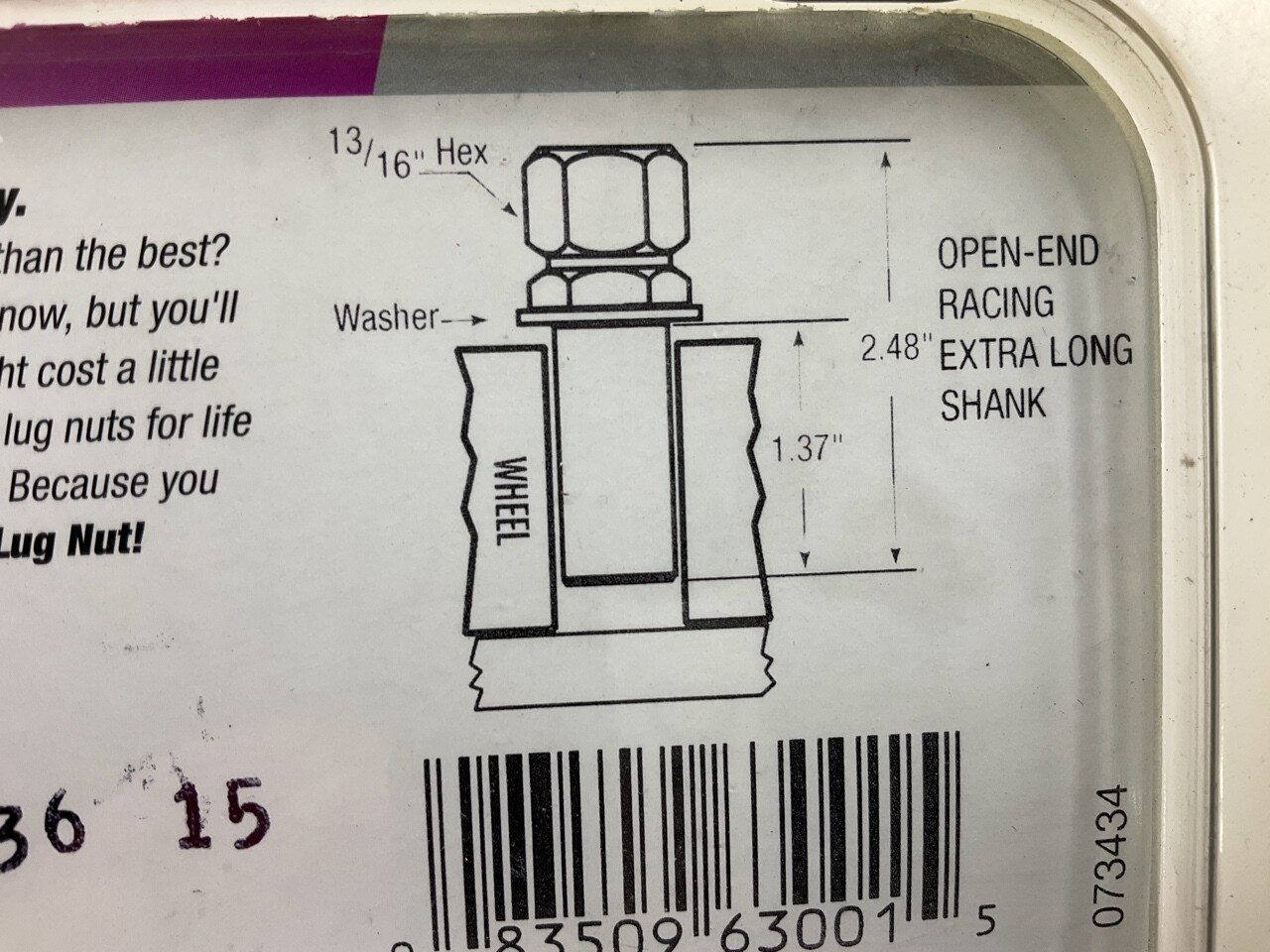 McGard 63001 Hex Lug Nuts 4 / PACK, X-Long 1-3/8″ Shank, 7/16-20, 2.475″Oal