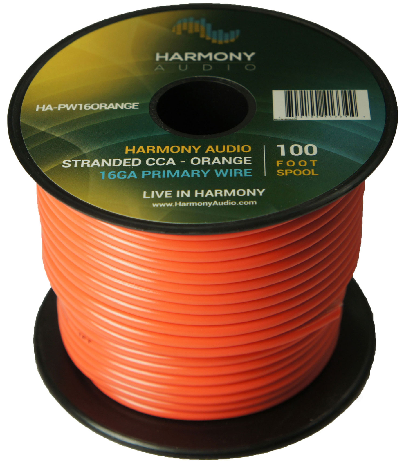 Harmony Car Primary 16 Gauge Power or Ground Wire 100 Feet Spool Orange Cable