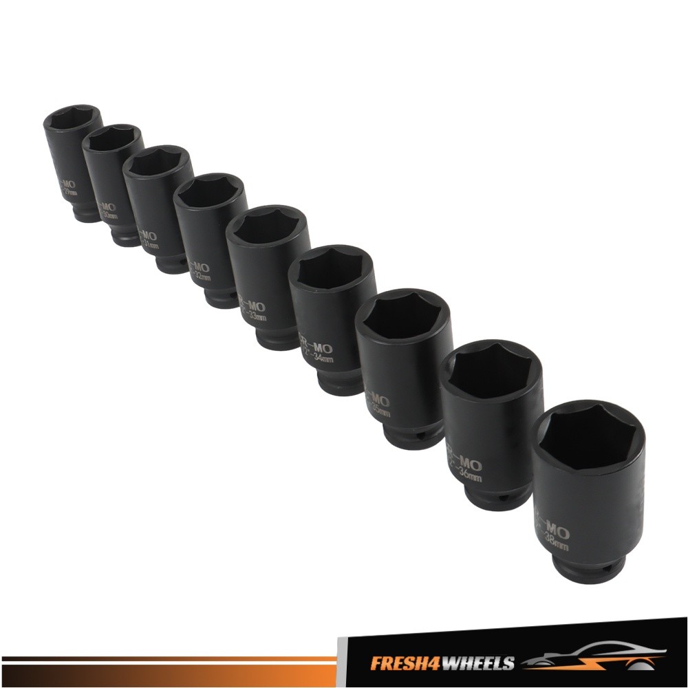 9PCS 1/2″ Drive Deep Impact Socket Set – Metric Axle Hub Nut Sockets 29-38mm