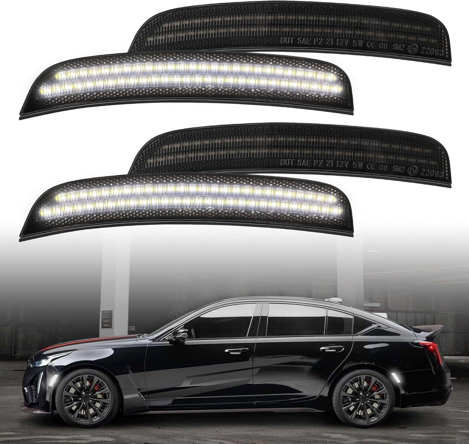 4PC For 2015-2023 Chrysler 300 300C 300S Front Rear LED Bumper Side Marker Light