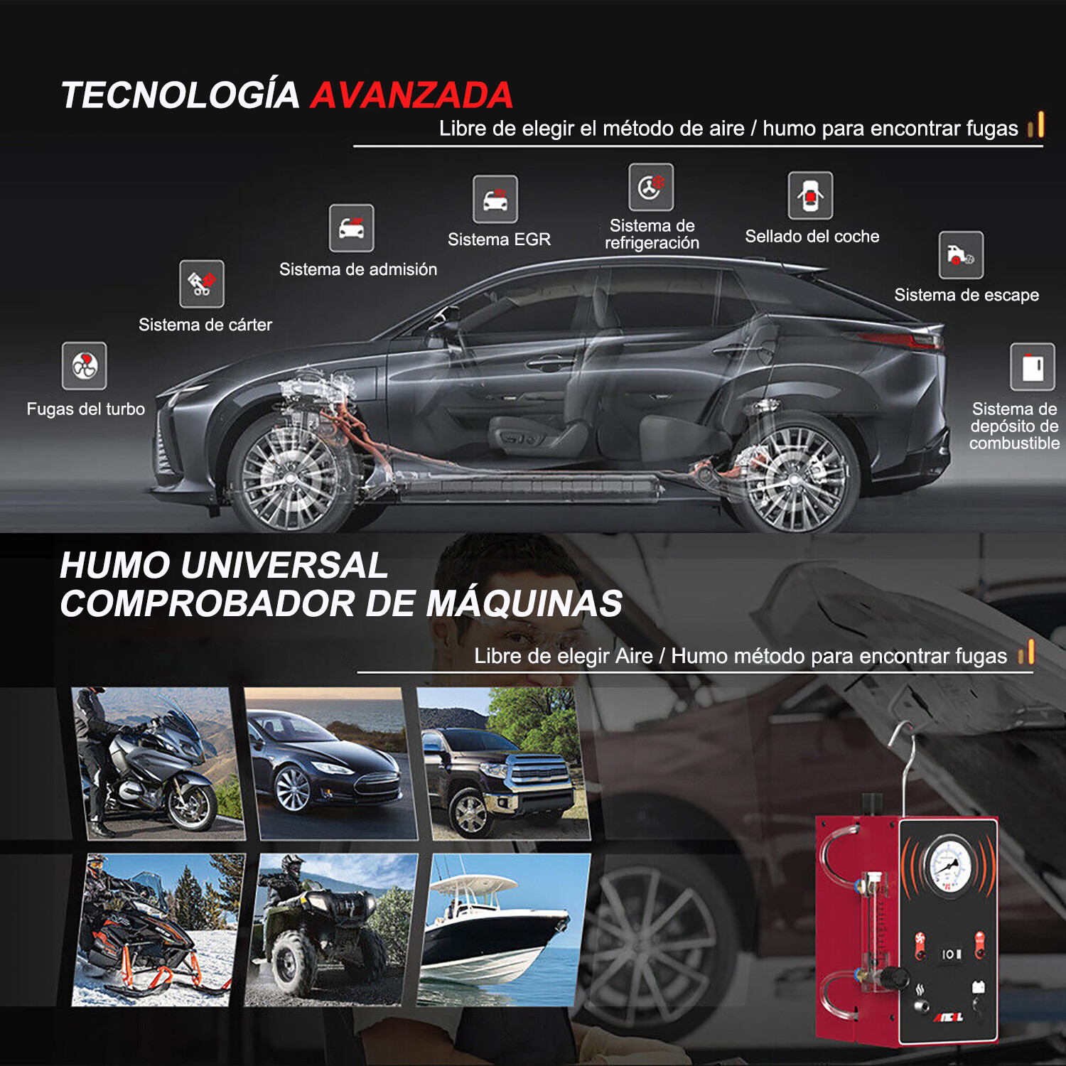 ANCEL S Series Automotive EVAP Smoke Machine for Leaks Test in Vacuum Diagnostic