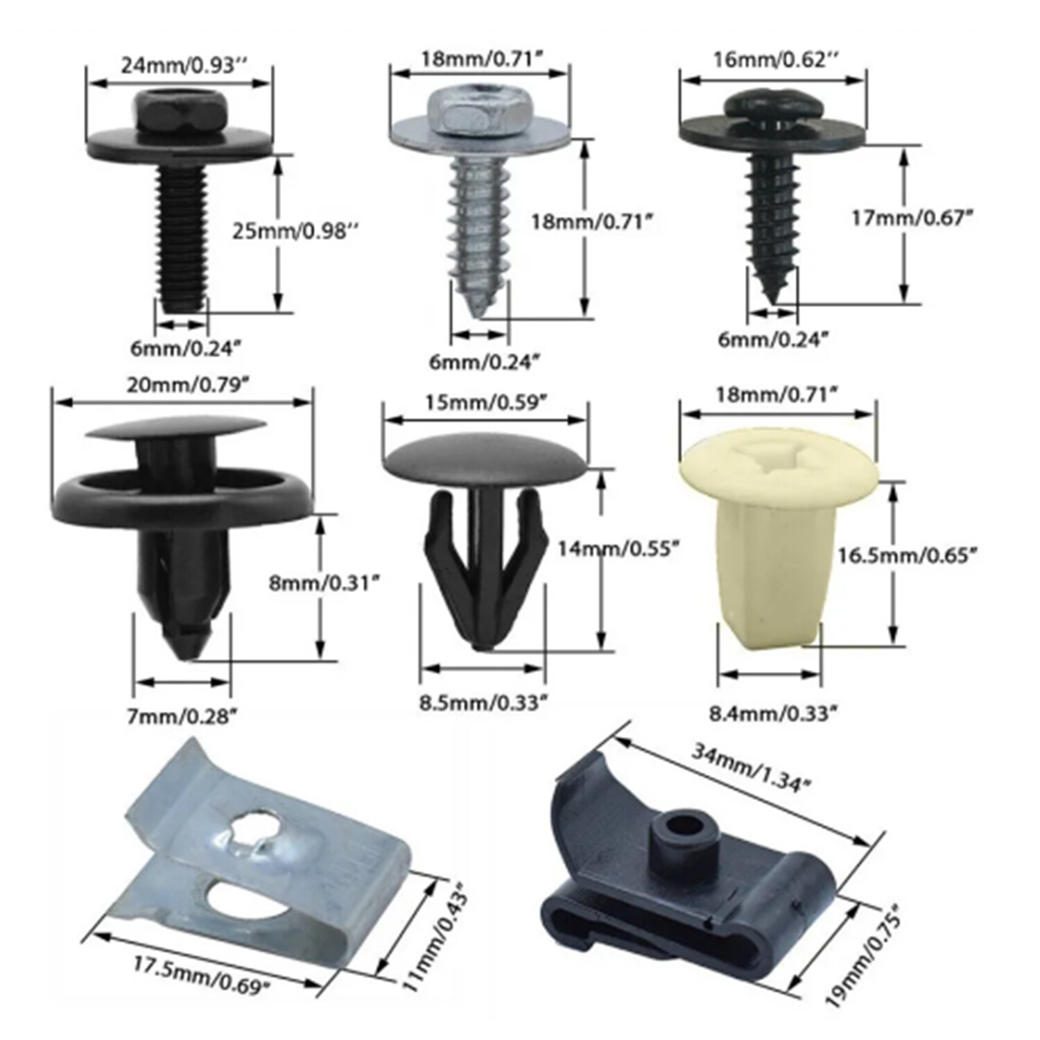 For Toyota Engine Splash Shield Fender Bumper Screw Clips Rivet Fastener 200PCS