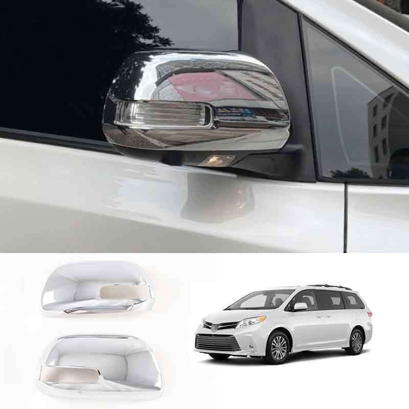 chrome abs Side Mirrors Rearview Trim Cover 2PCS For Toyota Sienna 2015-2020