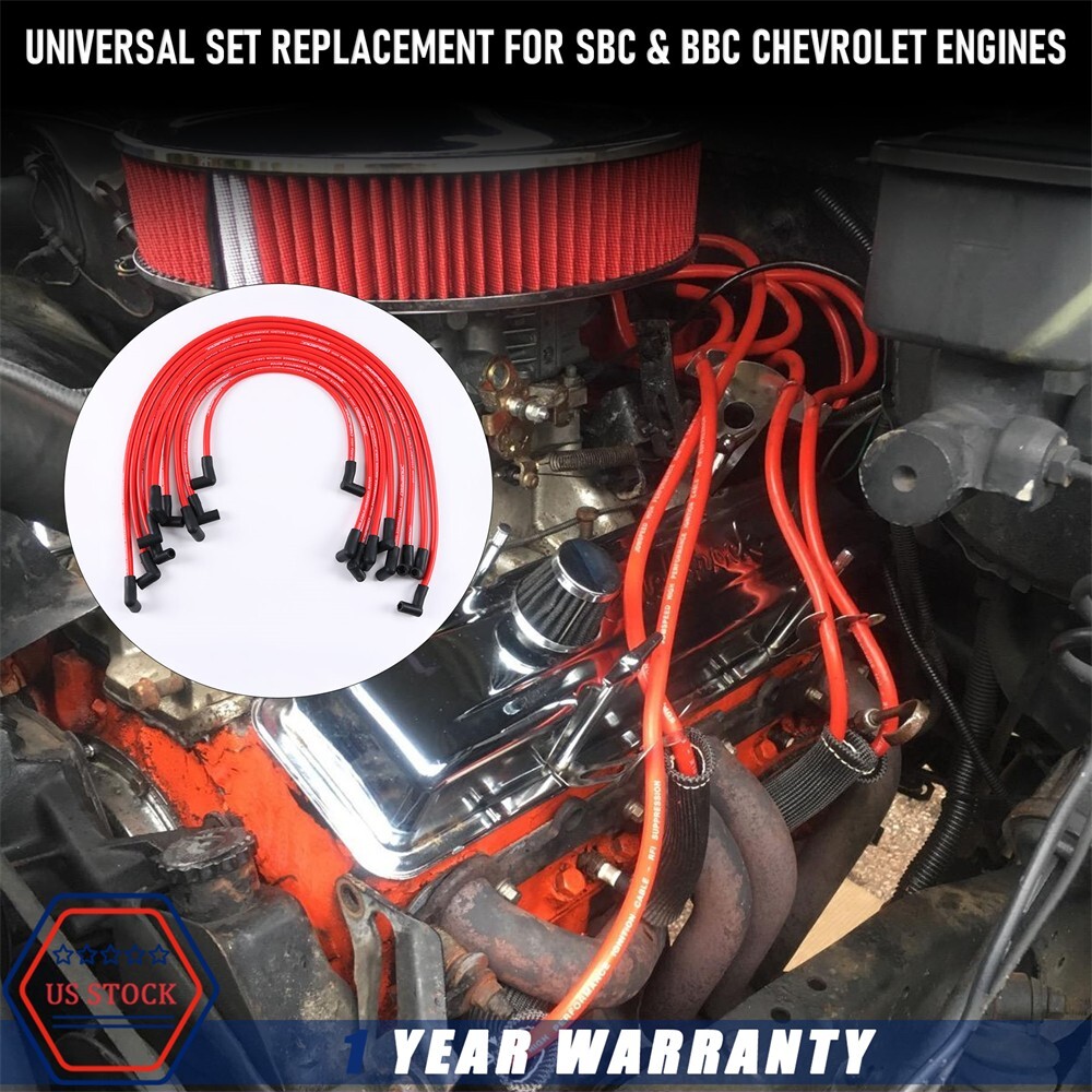 Electronic Ignition HEI Spark Plug Wire Set 10.5MM Fit Chevy SBC BBC 383 454 350