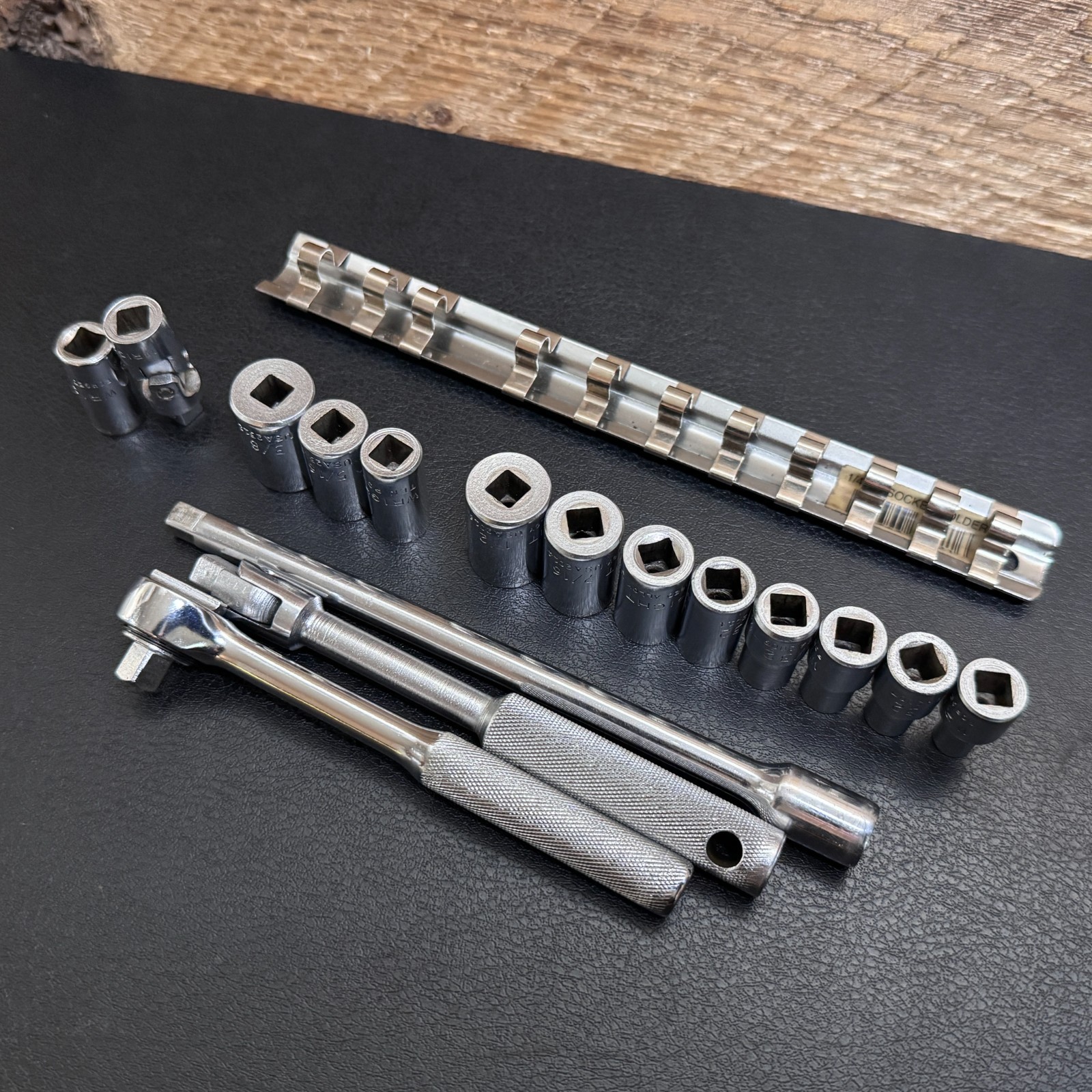 Wright Tool USA 1/4 Drive Socket Set 16pc Ratchet Extension Breaker Bar 6PT 10PT