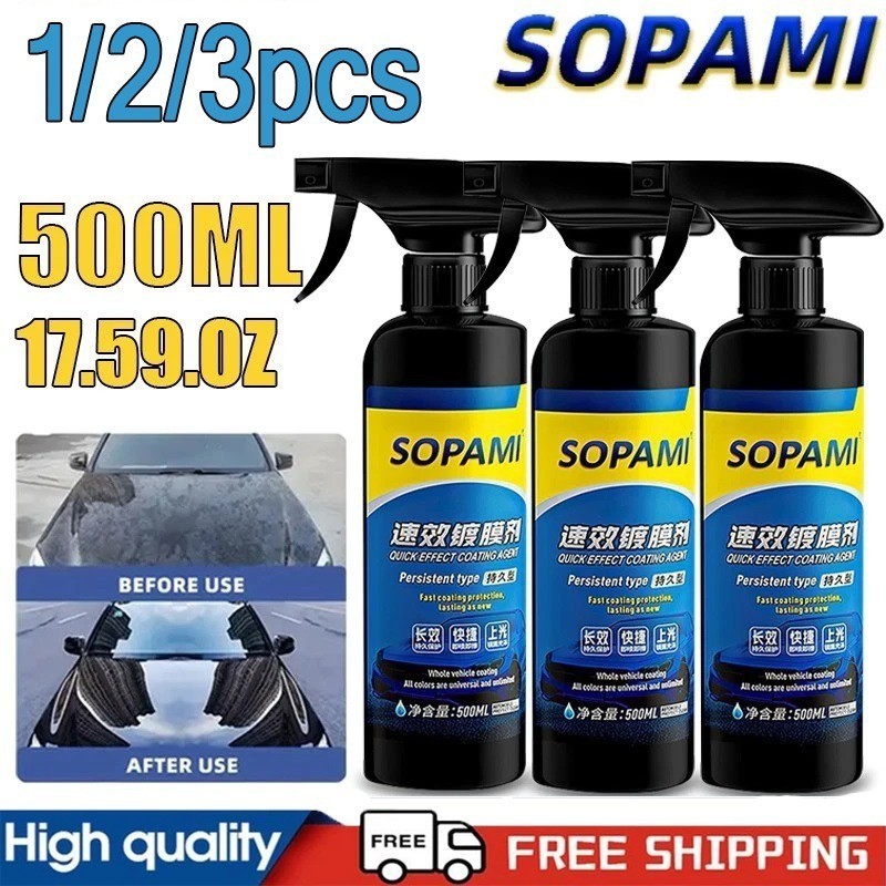Sopami Car Coating Spray – 16.9 fl oz Waterless Ceramic Coating Car Wax (500ml)