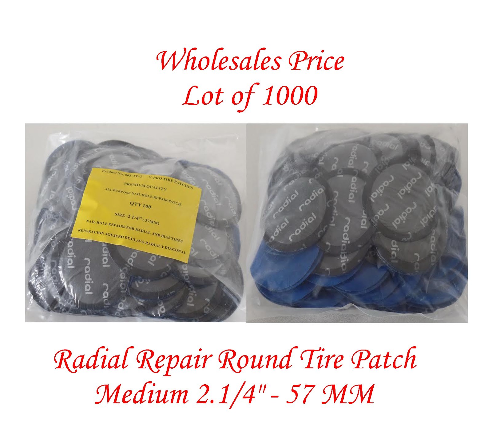 1000 Pieces Radial Repair Round Tire Patch Medium 2.1/4″-57 MM Superior Quality