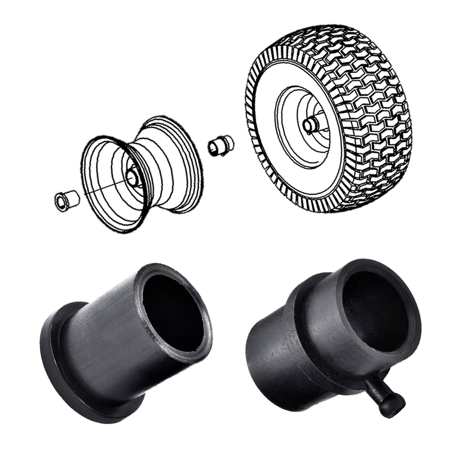 4 Pack Precision-Machined Front Wheel Bearing Bushings for Cub Cadet & Troy-Bilt